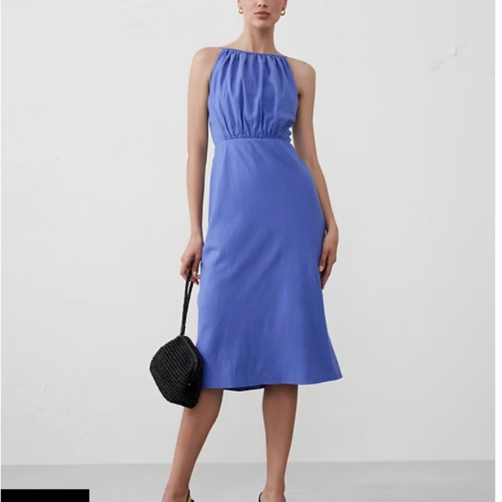 Elegant Blue Halter Dress